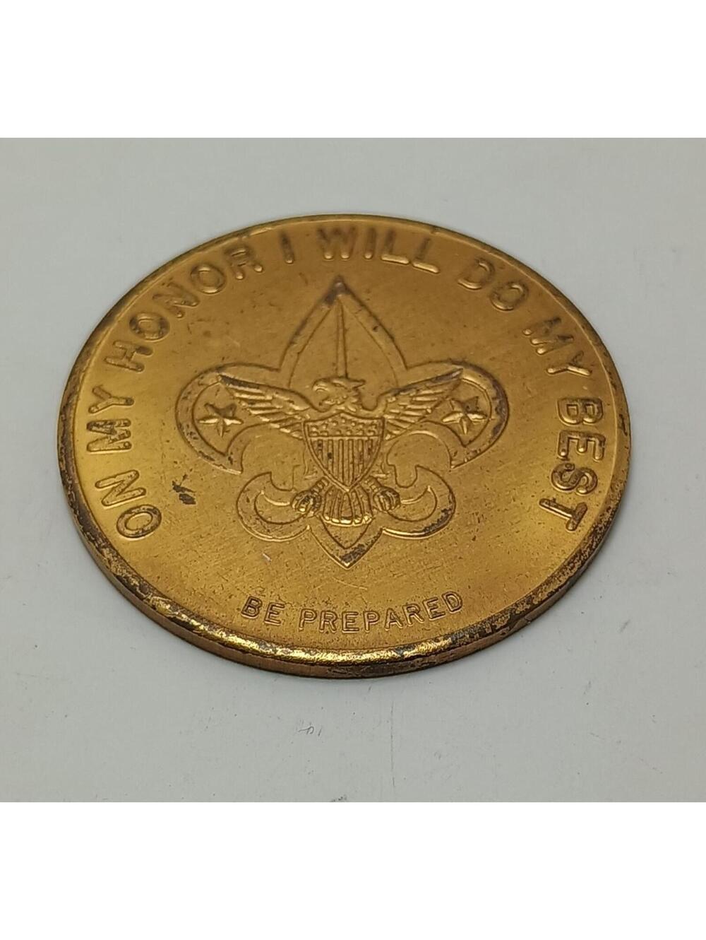 BSA Boy Scout Brass Coin On My Honor I Will Do My Best Be Prepared 1.5"